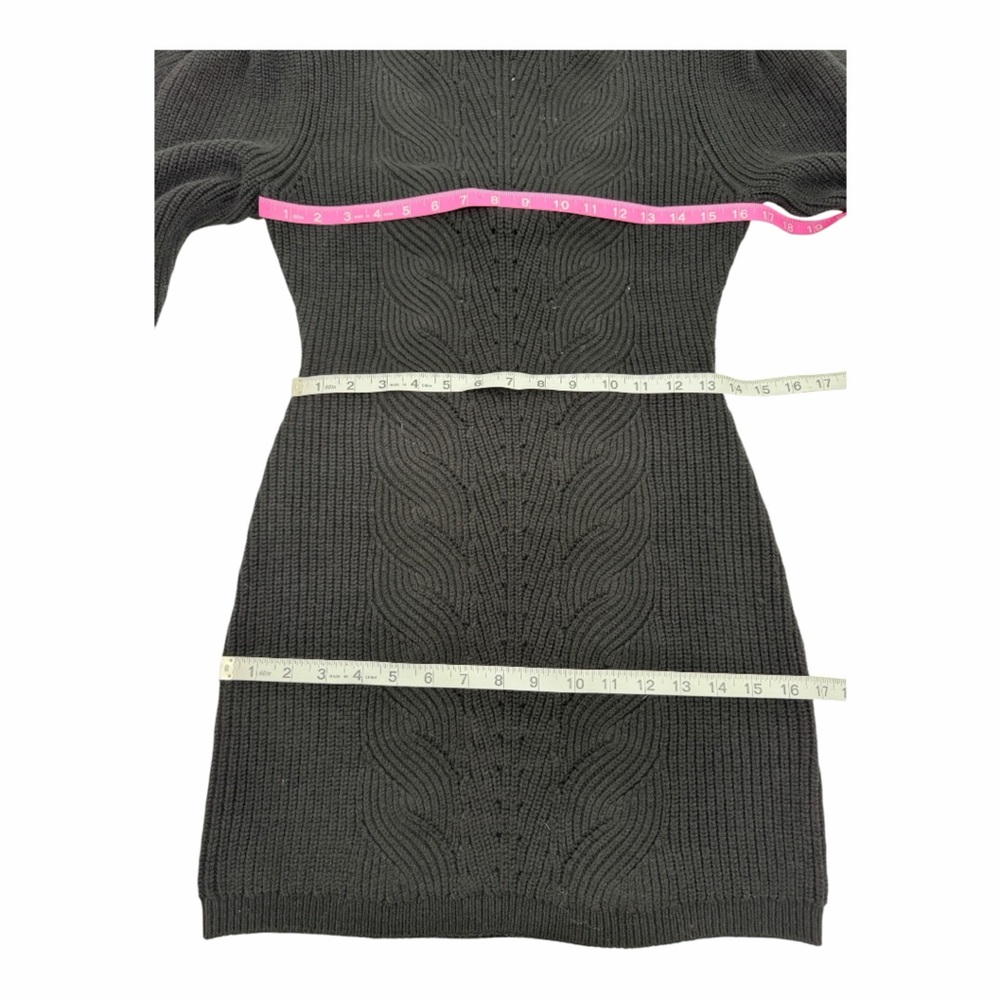 Rebecca Minkoff Black Knit Puff Sleeve Open‎ Back Mini Dress NWOT - Picture 4 of 8